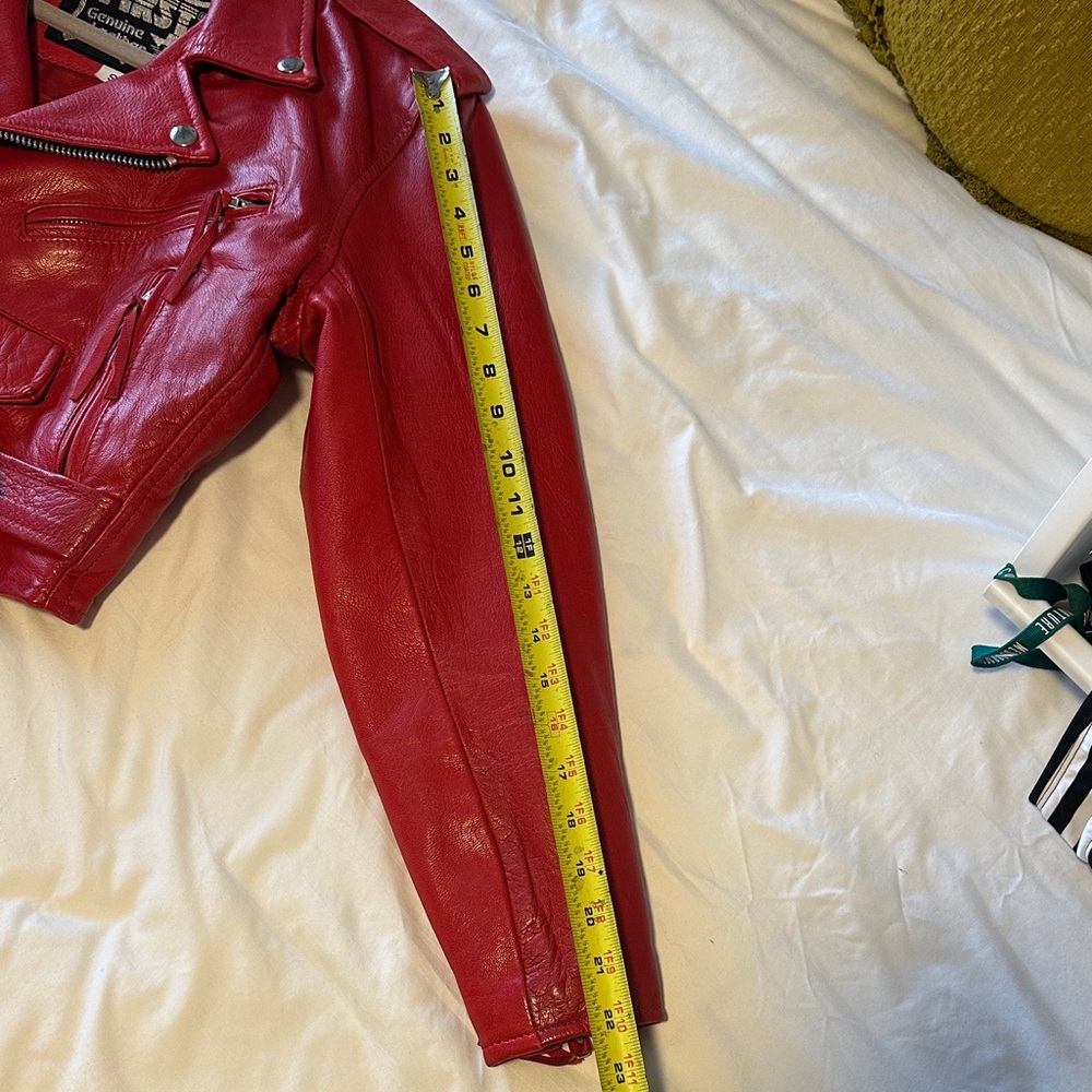 *Vintage* Rare Find Red Leather Biker Jacket by First Brand - Picture 6 of 6